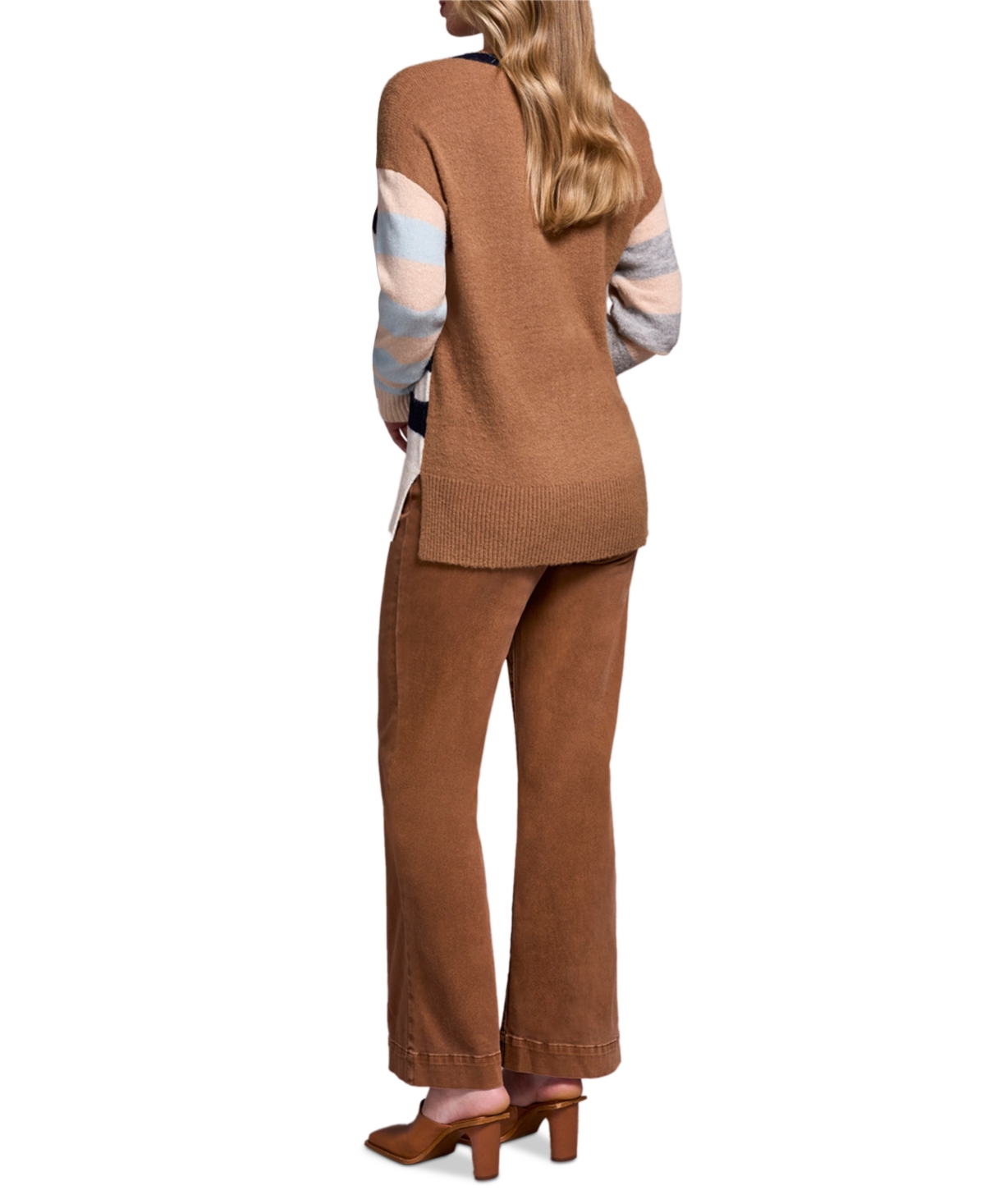 Tribal Women's Soft Knit Combo Striped Boat Neck Sweater In Multi
