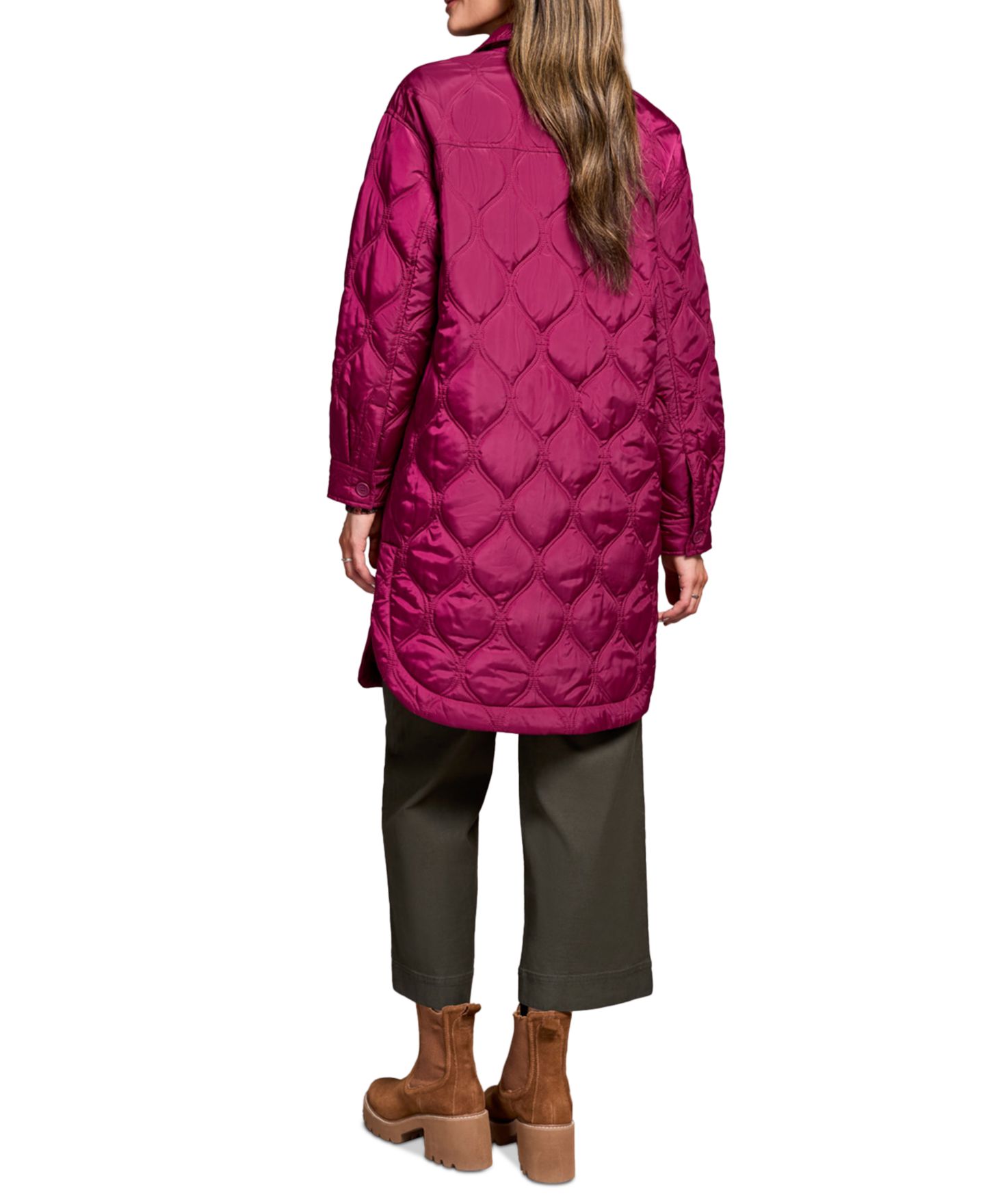 Женская куртка TRIBAL Long Quilted Button-Up Jacket With Pockets, цвет: Plumwine — фото 4