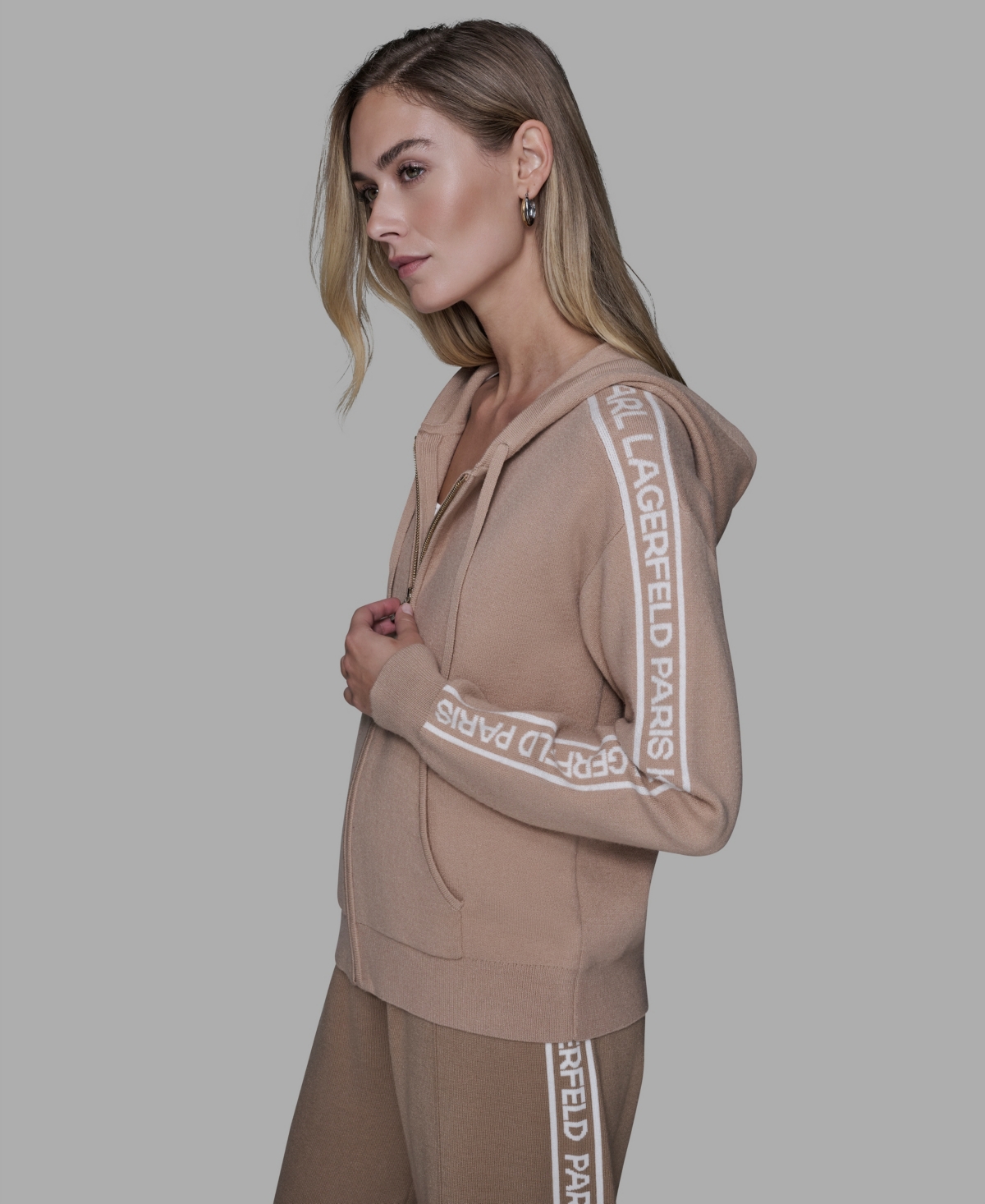 Karl Lagerfeld Women's Logo Detail Long-sleeve Jacket In Brown