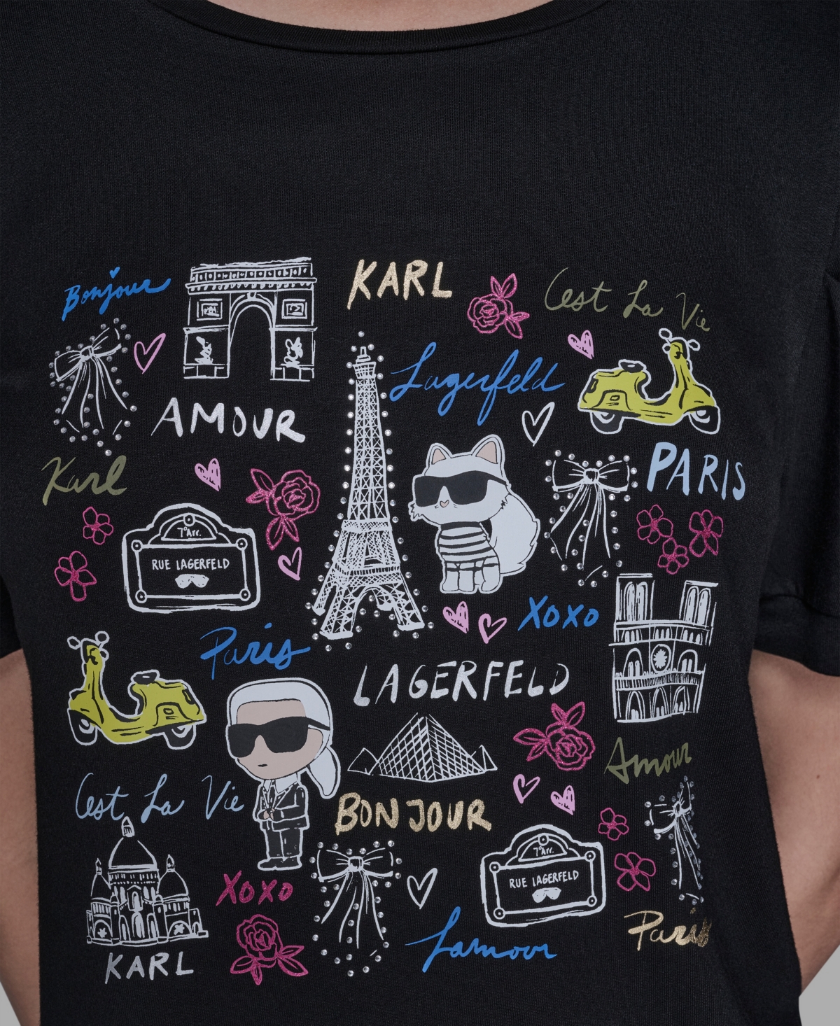 Karl Lagerfeld Paris Women's Printed Short-Sleeve Top