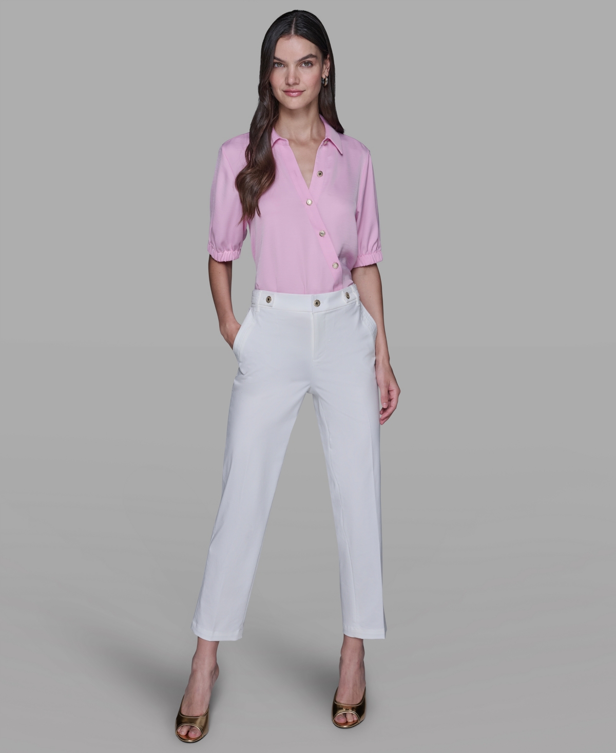 Karl Lagerfeld Women's Straight Ankle Pants In White