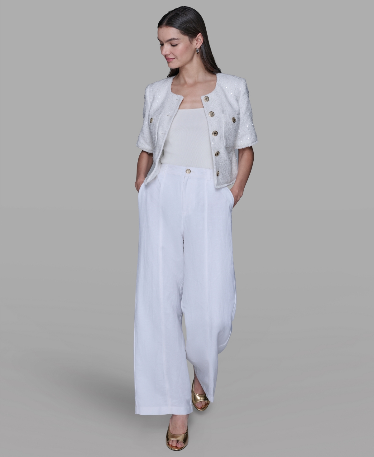 Karl Lagerfeld Women's Short-sleeve Jacket In White