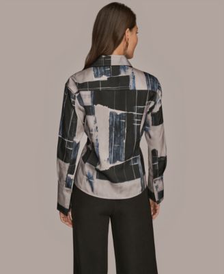 Petite Long-Sleeve Printed Blouse
