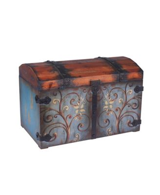 Vintage Decorative Trunk, Large, Chinese Fir with MDF Detail, Sandalwood and Vintage Blue