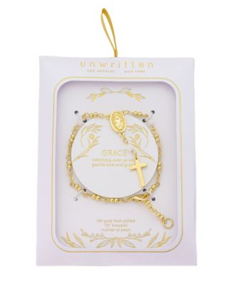 Mother Of Cultivated Pearl Saint And Cross Rosary Bracelet