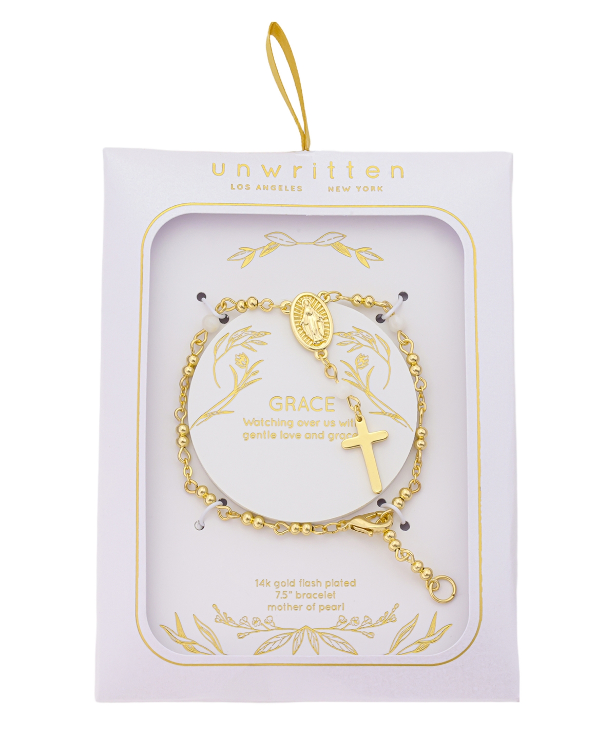 Unwritten Mother Of Cultivated Pearl Saint And Cross Rosary Bracelet