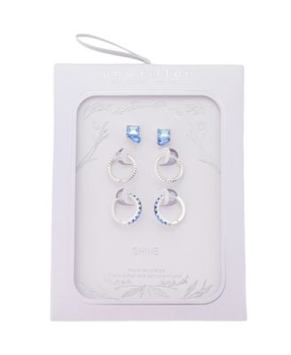 Cubic Zirconia And Crystal Earring Trio Set