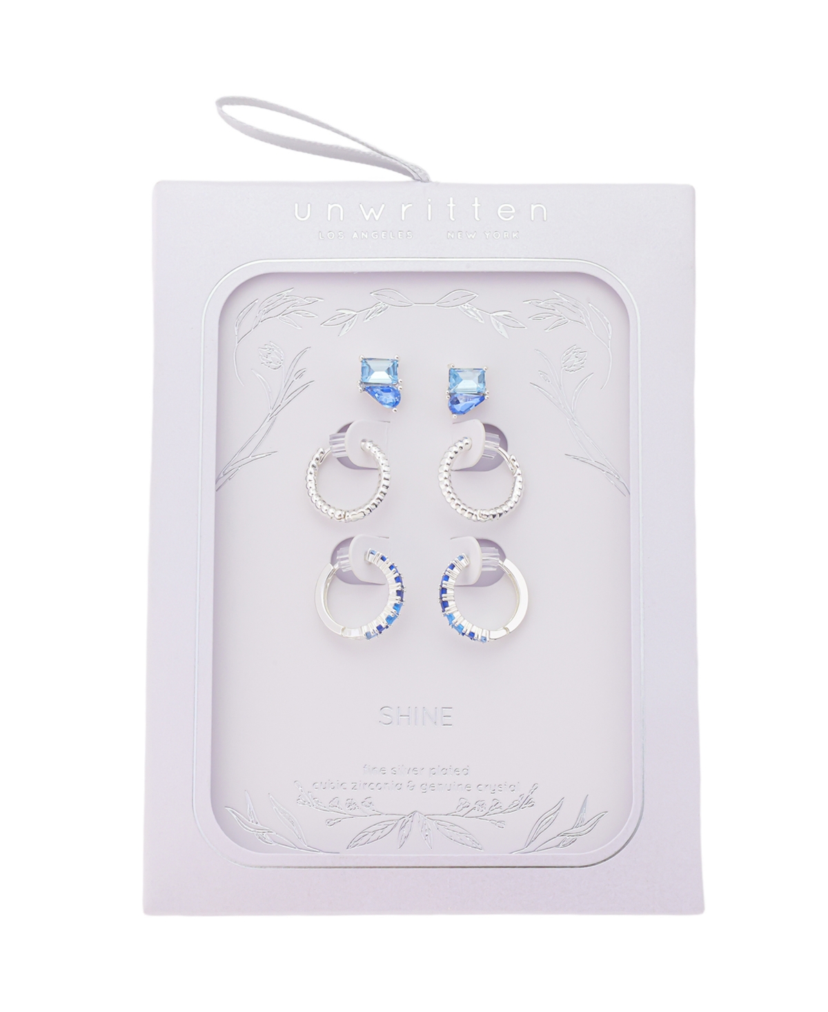 Unwritten Cubic Zirconia And Crystal Earring Trio Set In Silver