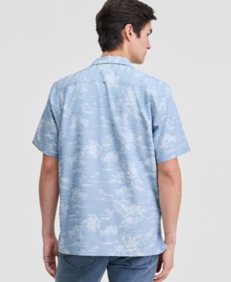 Men's Coastal Ease Palm Visions Short-Sleeve Coastal Print Camp Shirt