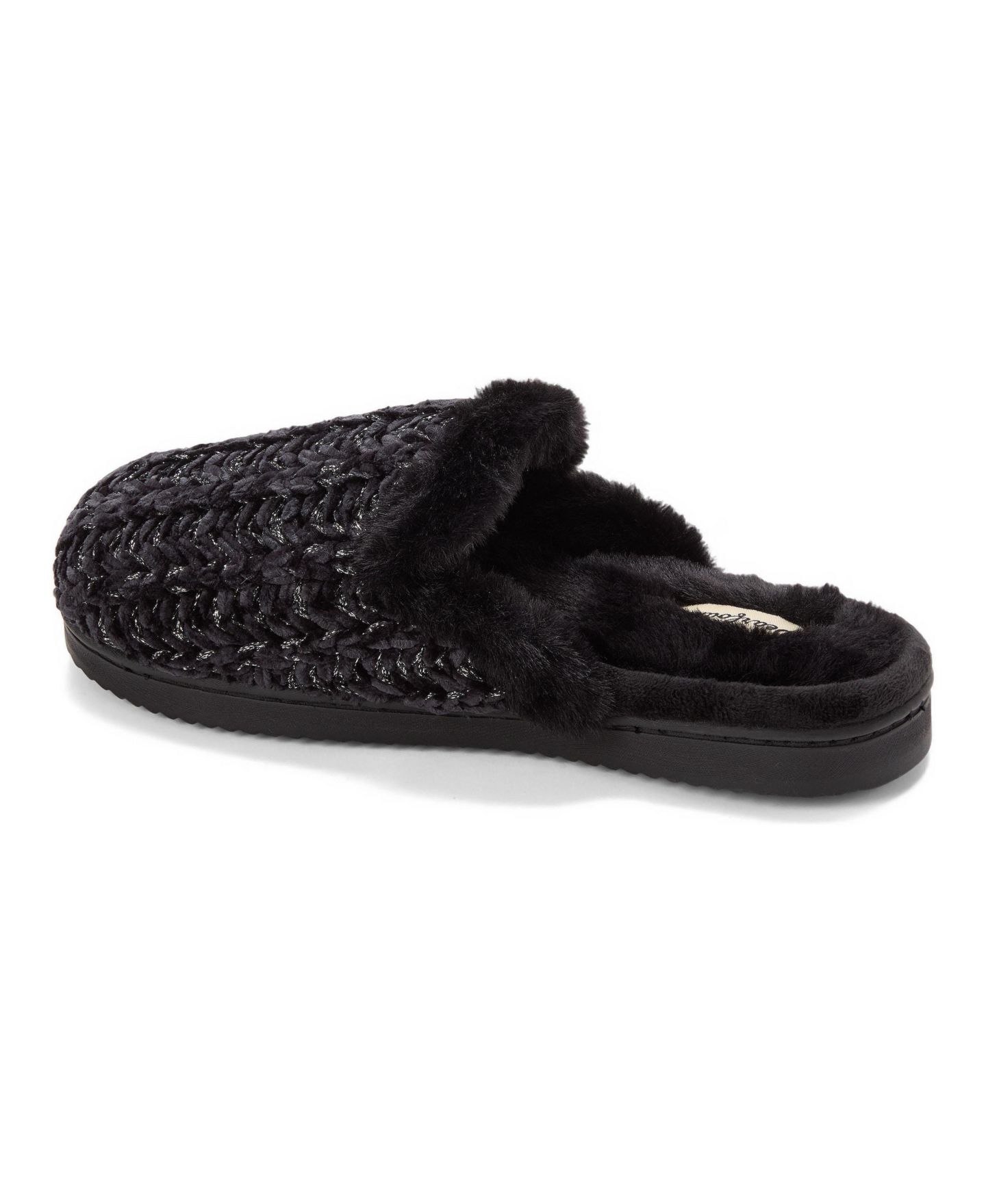 Женские тапочки Dearfoams Paris Chenille Shaped Tab Scuff Slipper, цвет: Чёрный — фото 3