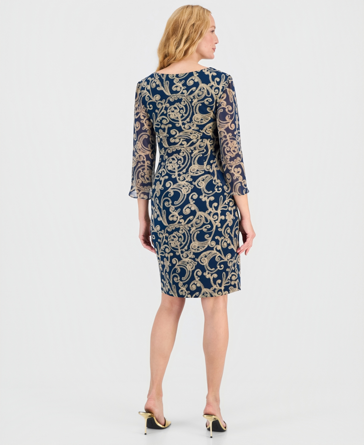 Connected Women's 3/4-Sleeve Printed Sheath Dress