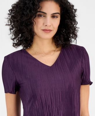 Women's V-Neck Tiered Short-Sleeve Sheath Dress