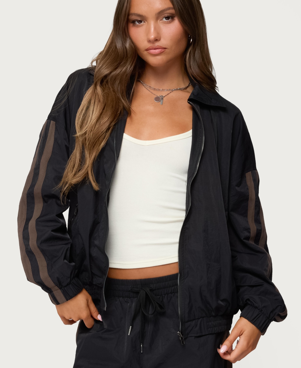 Edikted Women's Kieran Stripey Nylon Track Jacket