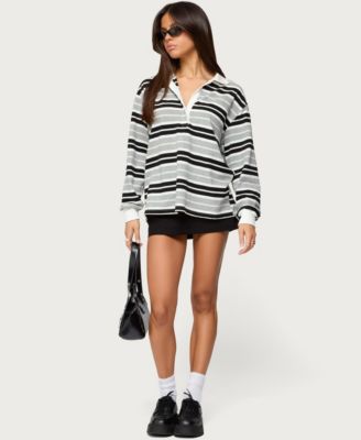 Women's Renya Striped Long Sleeve Polo Top
