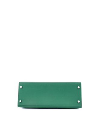 Kelly 28 Handbag Green Epsom with Palladium Hardware
