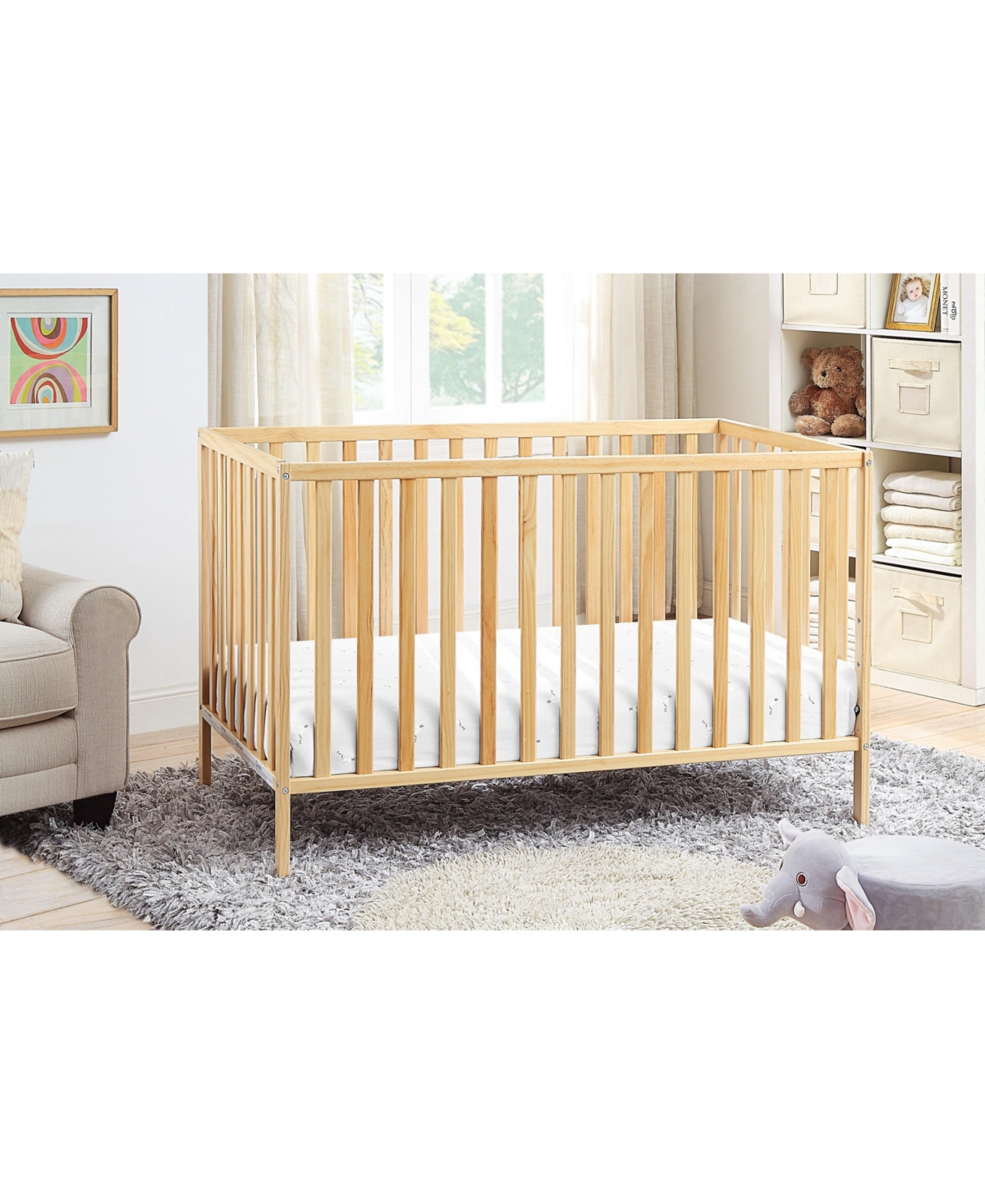 Forest'nSky 3-in-1 Convertible Island Crib Natural, Solid Wood Frame