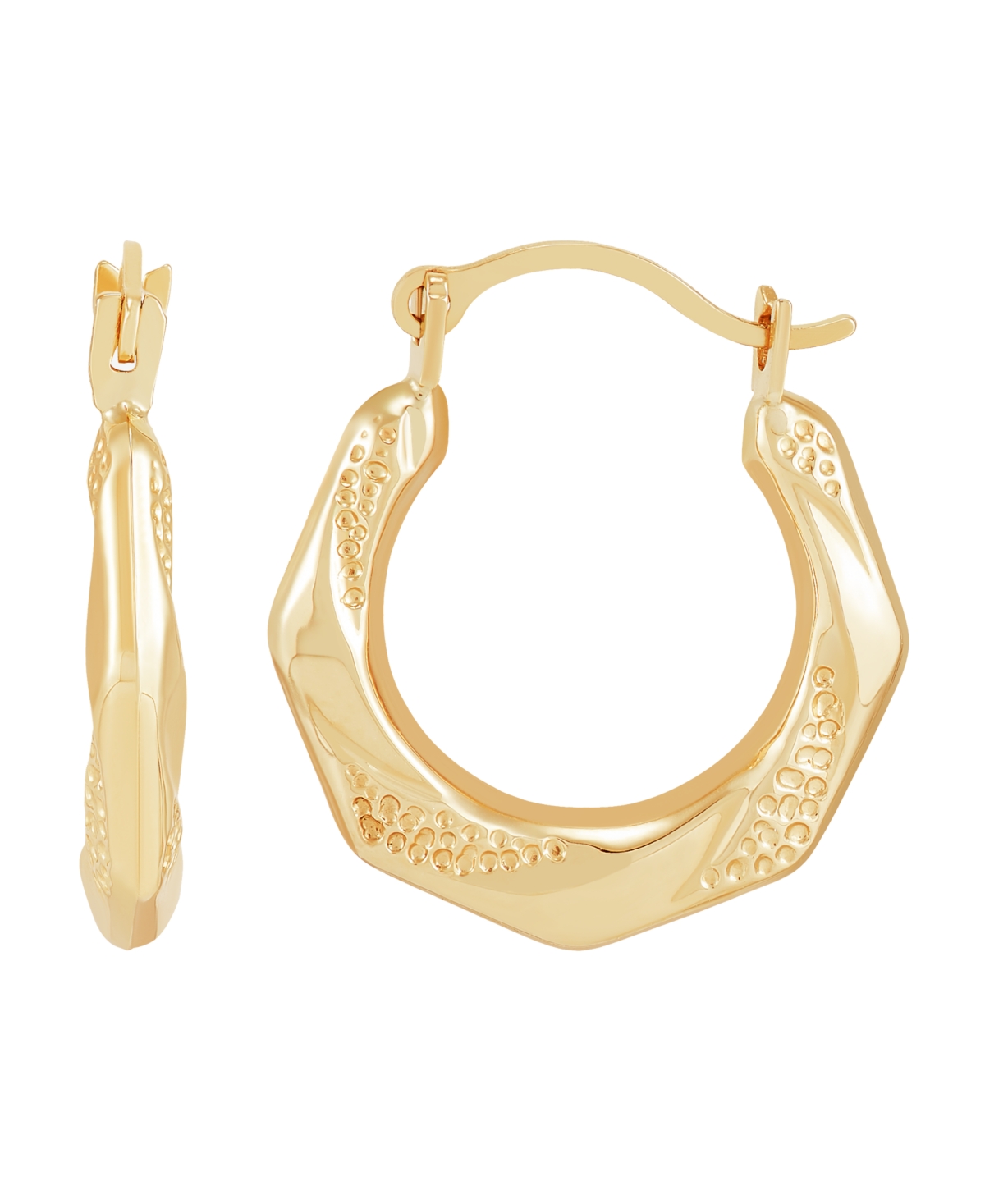 Macy's Polished Texture Hoop Earrings in 14K Yellow Gold