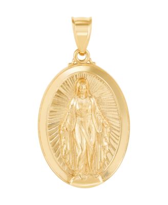 Mary Medal Pendant in 10k Yellow Gold
