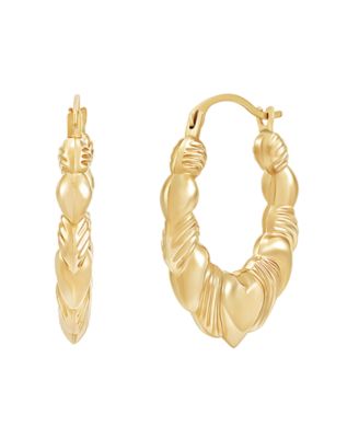 Macy's - Heart Hoop Earrings in 14K Yellow Gold