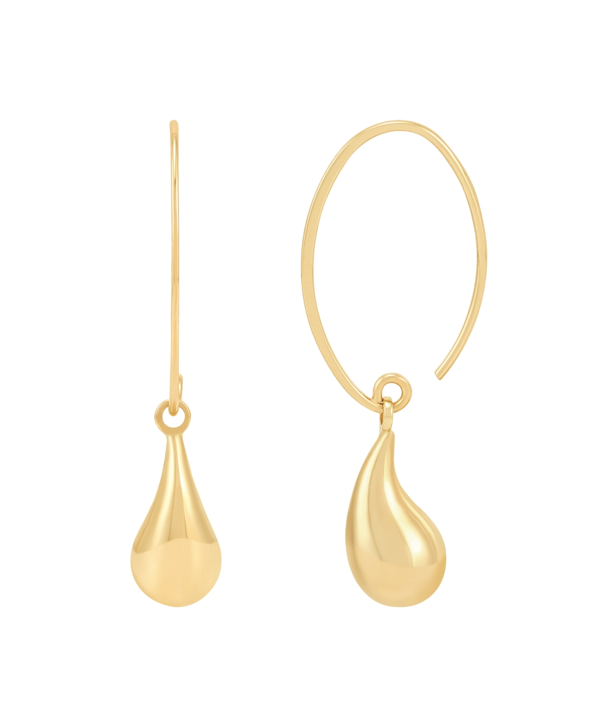 Macy's Polished Teardrop Dangle Earrings In 10k Yellow Gold In Gold