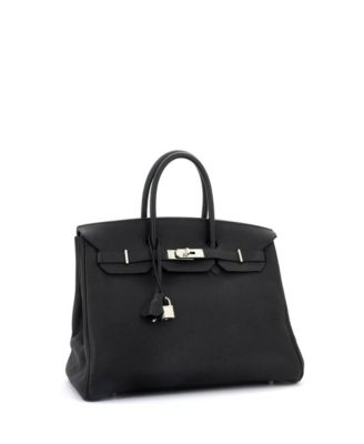 Birkin 35 Handbag Black Clemence with Palladium Hardware