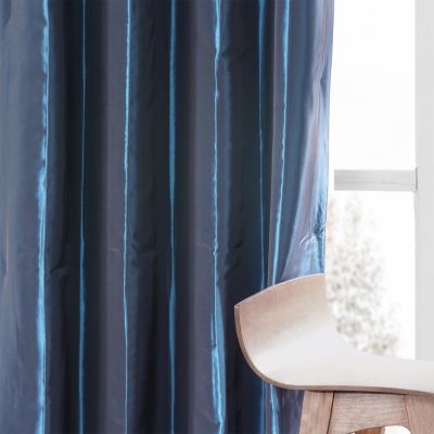 Ruched Solid Faux Silk Taffeta Room Darkening Curtain