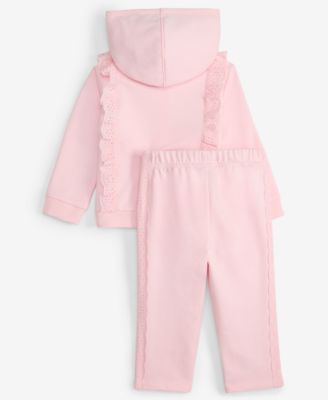 Baby Girls' French Terry Eyelet-Trim Zip-Up Hoodie and Pants, 2-Piece Set, Macy's Exclusive