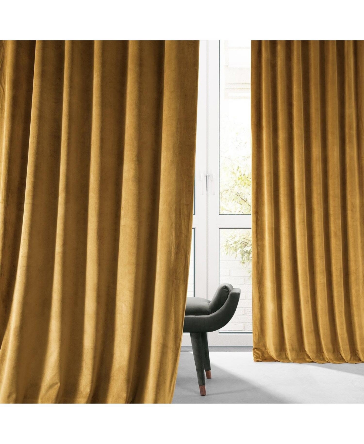 Half Price Drapes Apple Cider Gold Signature Plush Velvet Hotel Blackout Curtain