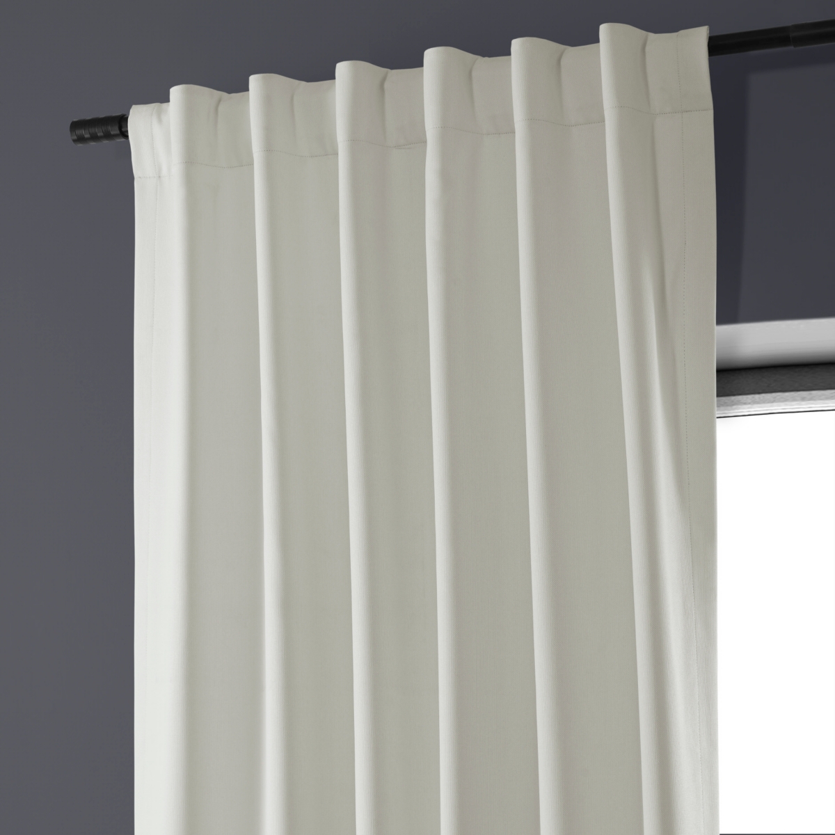 Half Price Drapes Off White Performance Linen Hotel Blackout Curtain