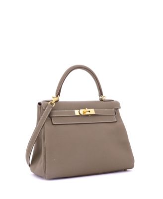 Kelly 28 Handbag Grey Togo with Gold Hardware