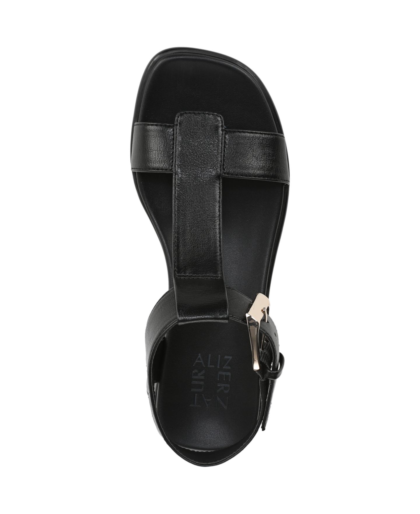 Женские сандалии Naturalizer Easton T-Strap Footbed, цвет: Чёрная искусственная кожа — фото 4