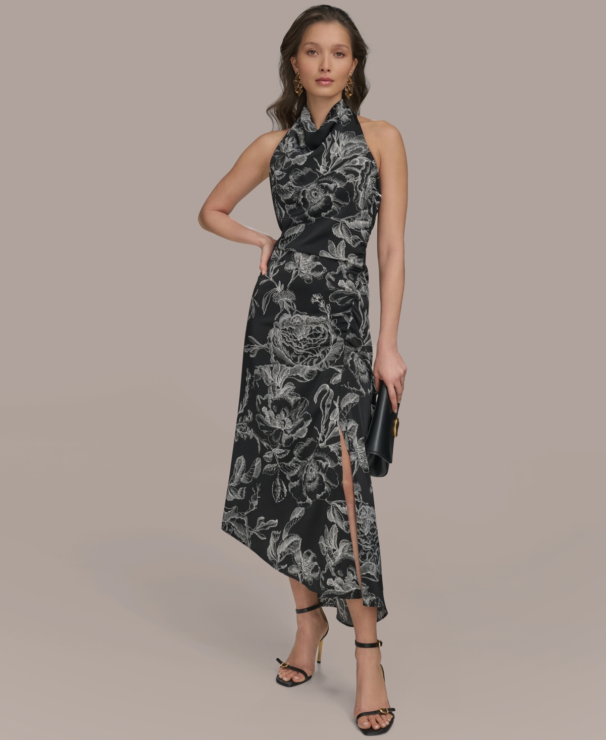 Donna Karan New York Women's Cowl Neck Midi Dress