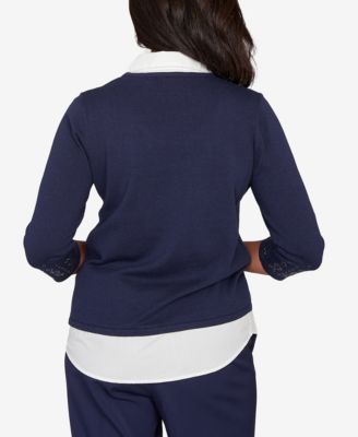 Petite Saratoga Springs Metallic Studded Textured Two In One Sweater