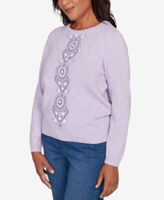Petite Hilton Head Center Embroidery Accent Sweater
