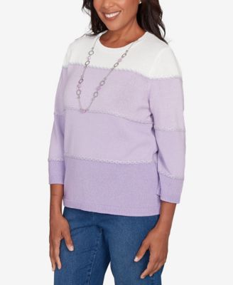 Petite Hilton Head Ombre Stripe Sweater with Necklace