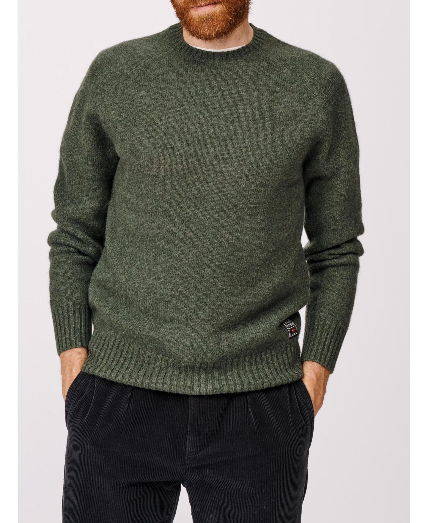 Мужской свитер Aubin Prestwick Shetland Crew Neck, цвет: Тёмный зелёный — фото 5