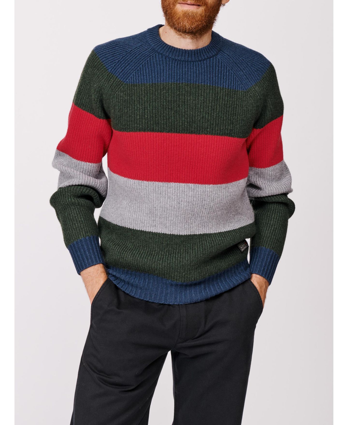 Мужской свитер Aubin Pitt Block Stripe Crew Neck, цвет: Полосатый — фото 5
