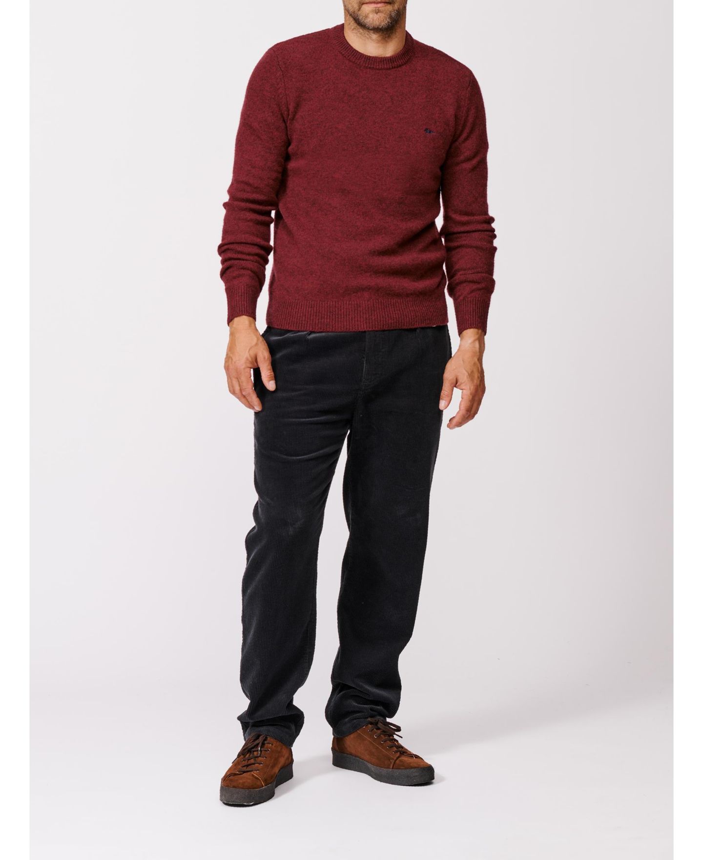 Мужской свитер Aubin Phillips Lambswool Crew Neck, цвет: Бордово-красный — фото 8