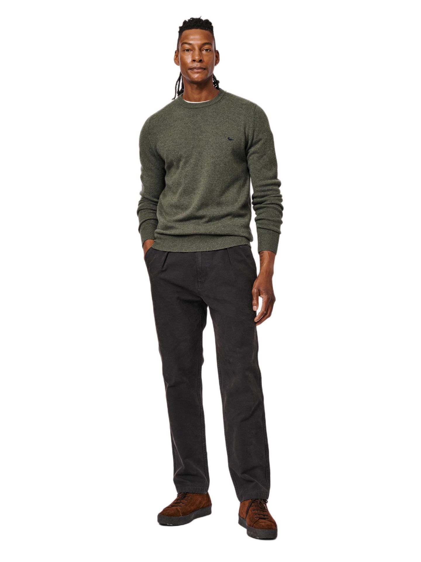 Мужской свитер Aubin Westbourne Crew Neck, цвет: Тёмный хаки — фото 3