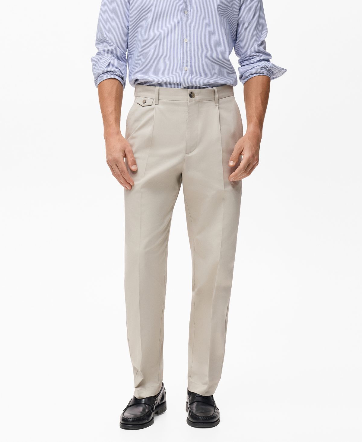 Мужские хлопчатобумажные брюки в складку обычного покроя