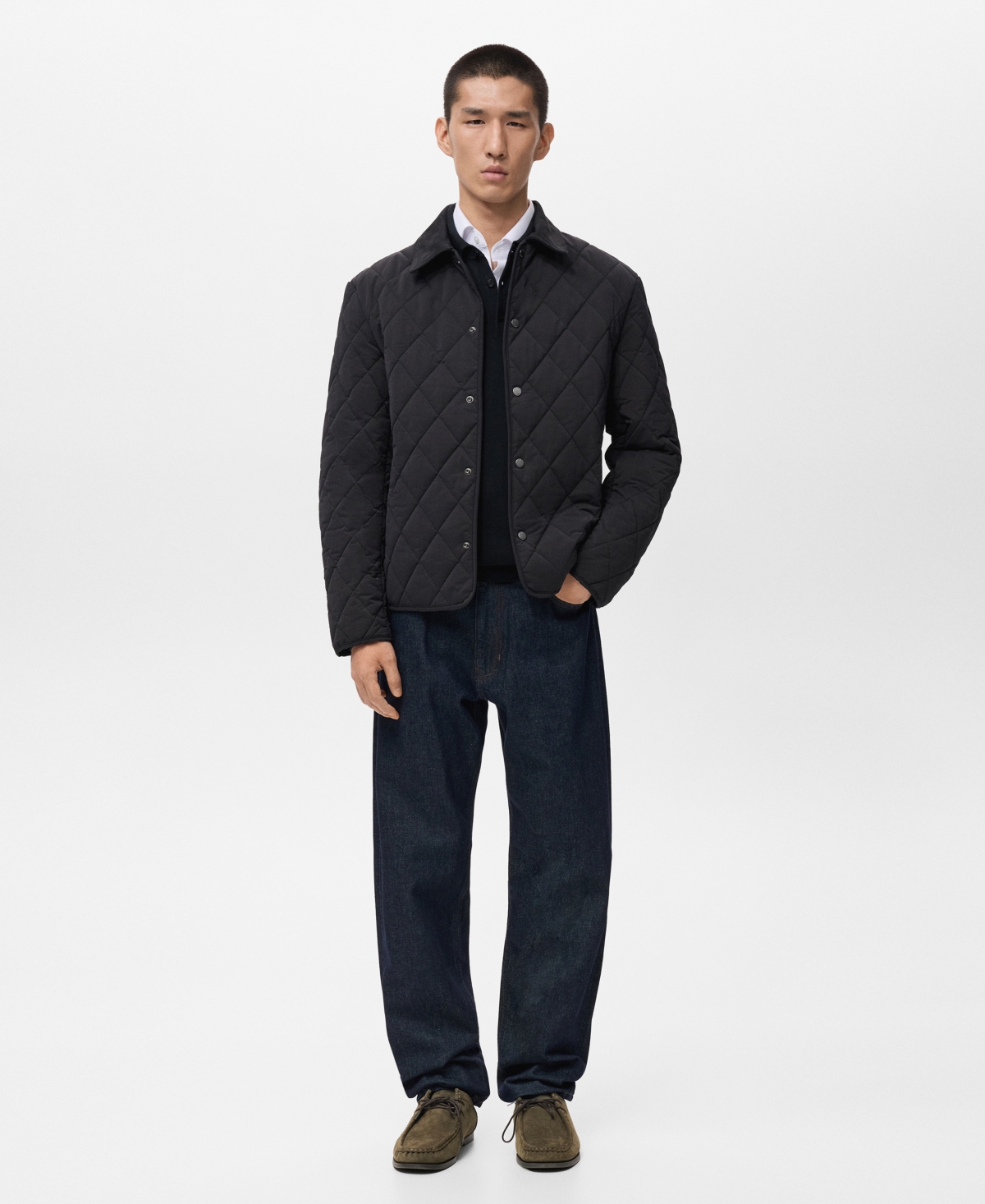 Mango Water Repellent Quilted Jacket In Black