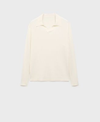 Men's Ribbed Knitted Polo Sweater