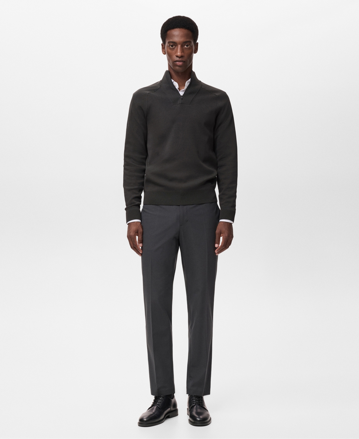 Mango Men's Breathable Zip-Neck Sweater