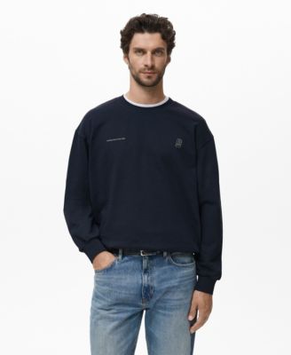 MANGO - Men's 100% Cotton Text Sweatshirt