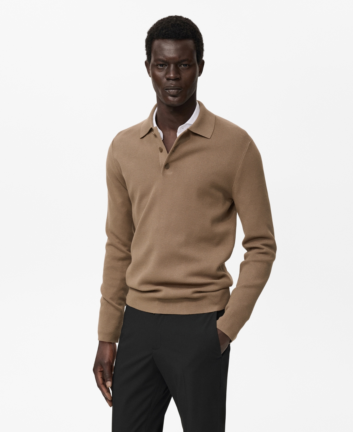 Mango Men's Knitted Polo-Neck Sweater