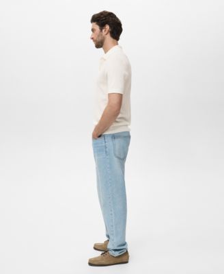 Men's Ribbed Knit Polo Shirt