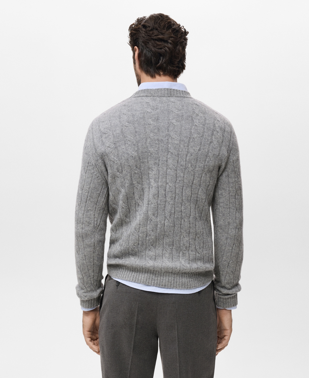 Mango Men's Wool Braided Sweater