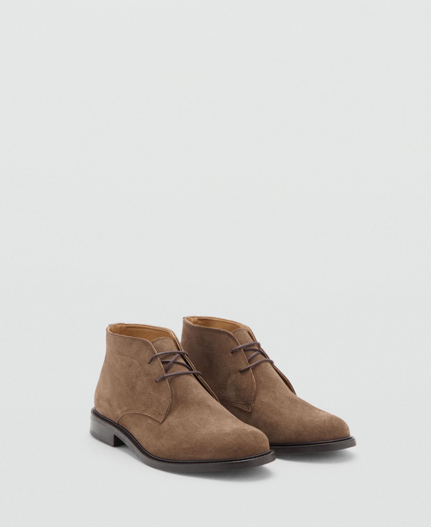 Мужские ботинки MANGO Suede Leather Ankle, цвет: Средний коричневый — фото 1
