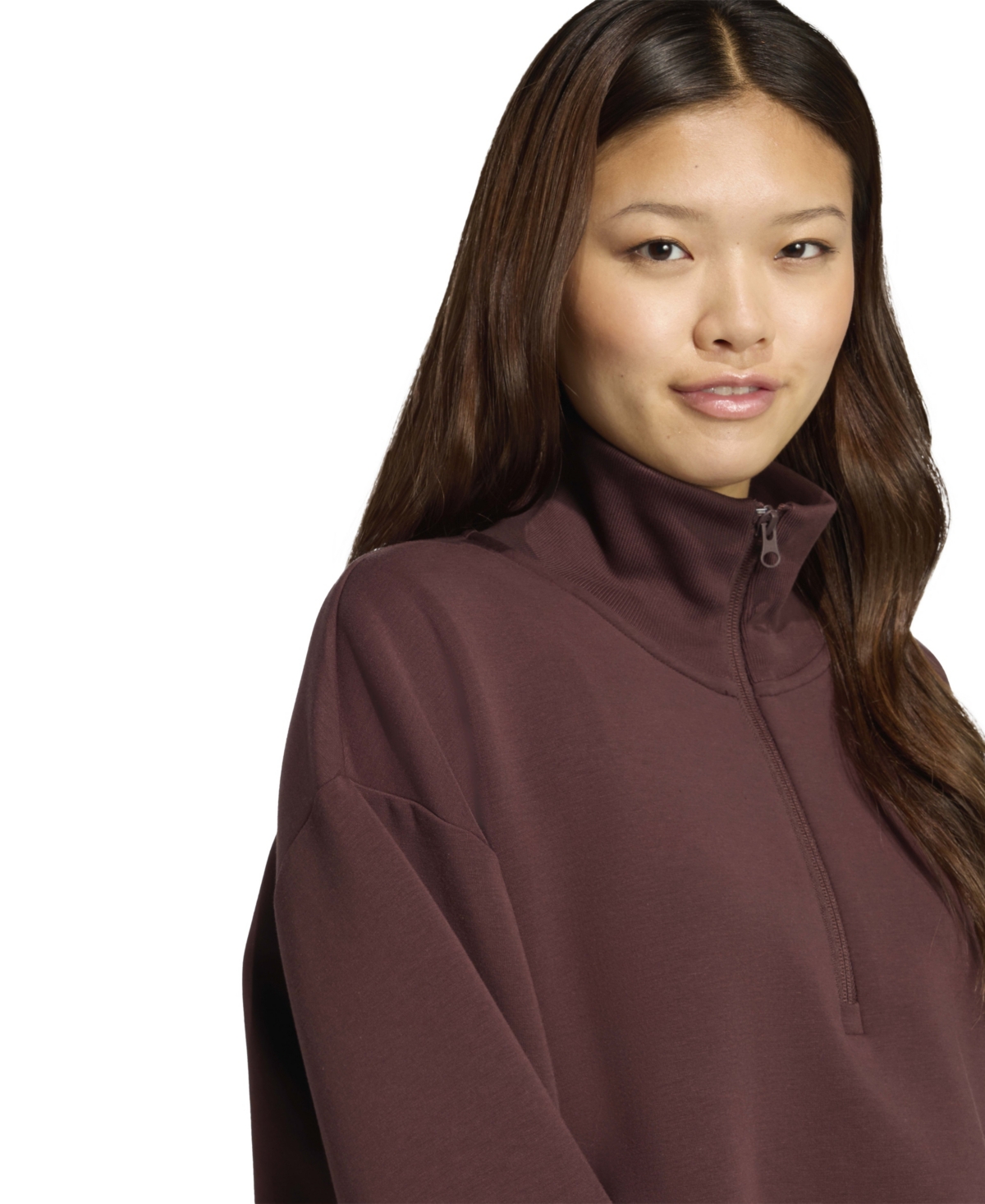 Adidas Originals Women's Open Hem Quarter Zip Sweatshirt In Brown