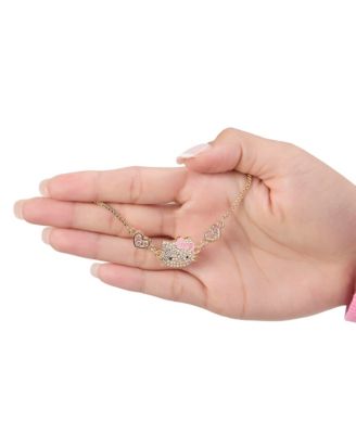 Adjustable Bracelet with Pave Pink Bow & Crystals